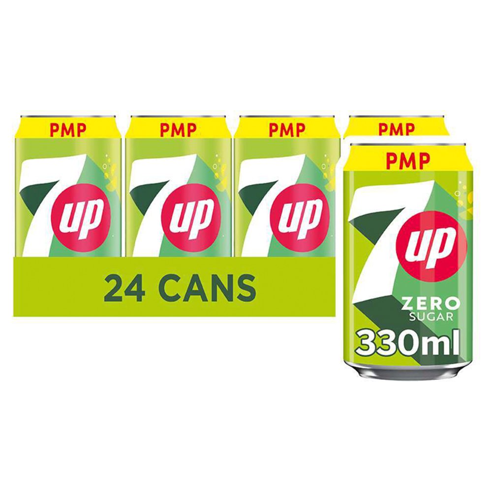 7UP Lemon & Lime Zero Sugar 24 x 330ml Soft Drink