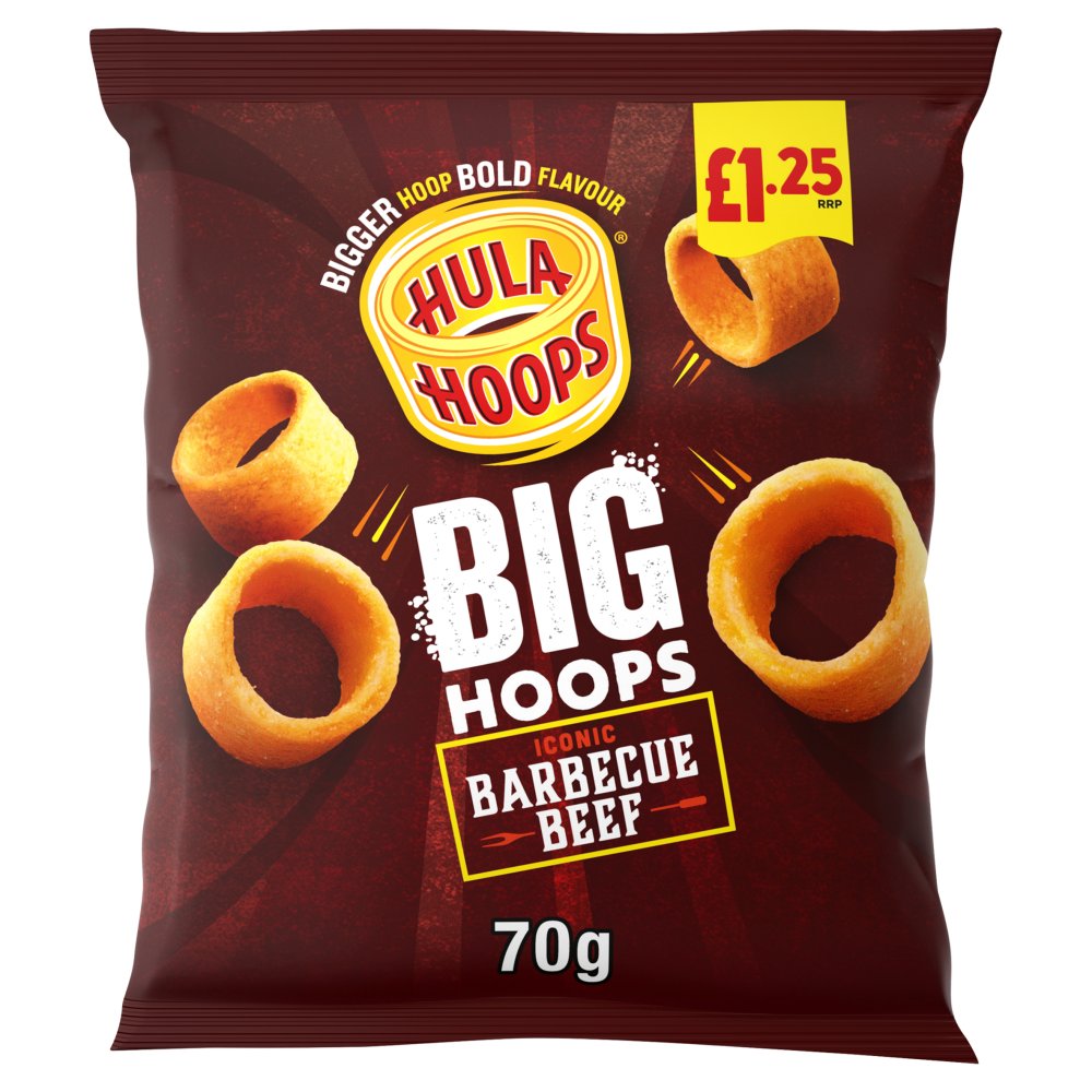Hula Hoops Big Hoops BBQ Beef 20 x 70g - Snacks Crisps