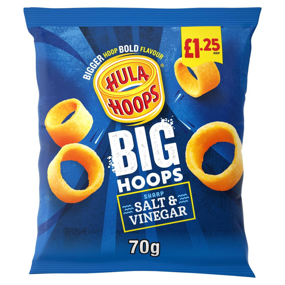 Hula Hoops Big Hoops Salt & Vinegar 20 x 70g - Snacks Crisps