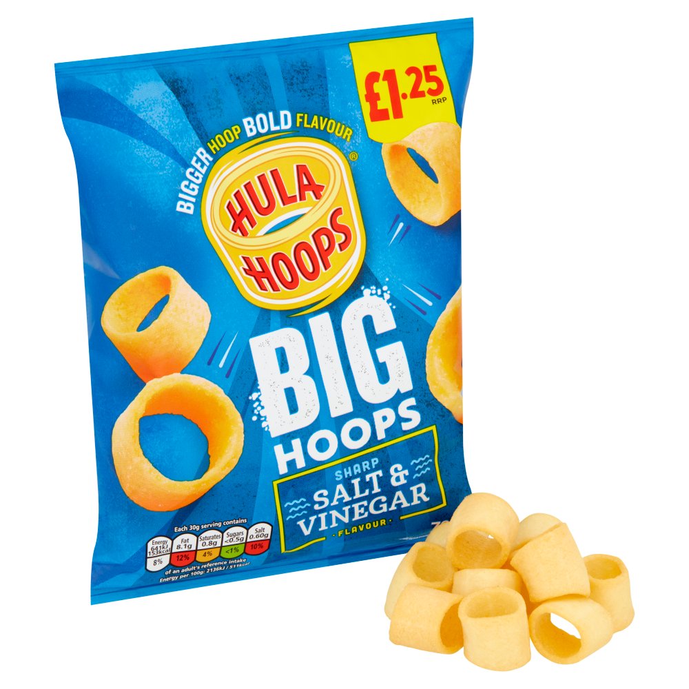 Hula Hoops Big Hoops Salt & Vinegar 20 x 70g - Snacks Crisps