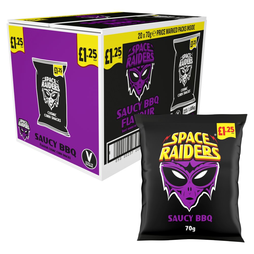 Space Raiders Saucy BBQ 20 x 70g - Snacks Crisps