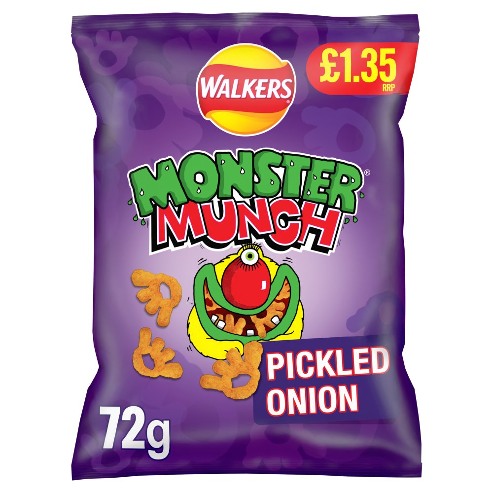 Walkers Monster Munch PICKLED ONION Potato Crisps 18 x 72g Packs