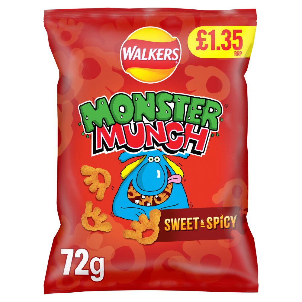 Walkers Monster Munch SWEET & SPICY Potato Crisps 18 x 72g Pack