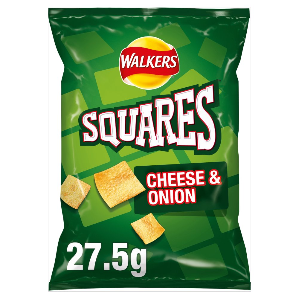 Walkers Squares CHEESE & ONION Potato Crisps 32 x 27.5g Packs