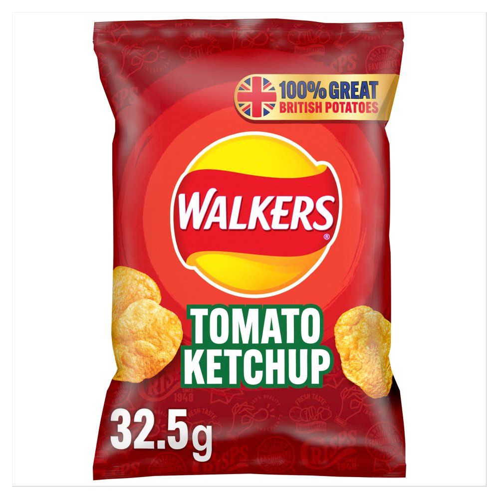 Walkers Tomato Ketchup Crisps 32 x 32.5g - Snacks Crisps