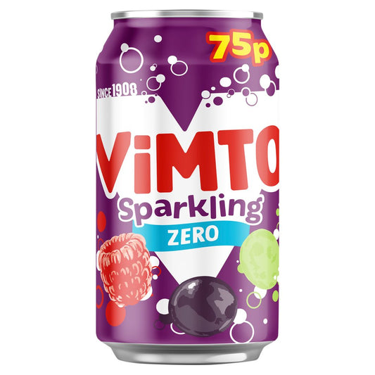 Vimto Sparkling Zero 24 x 330ml - Mix Fruit Carbonated Drink Cans