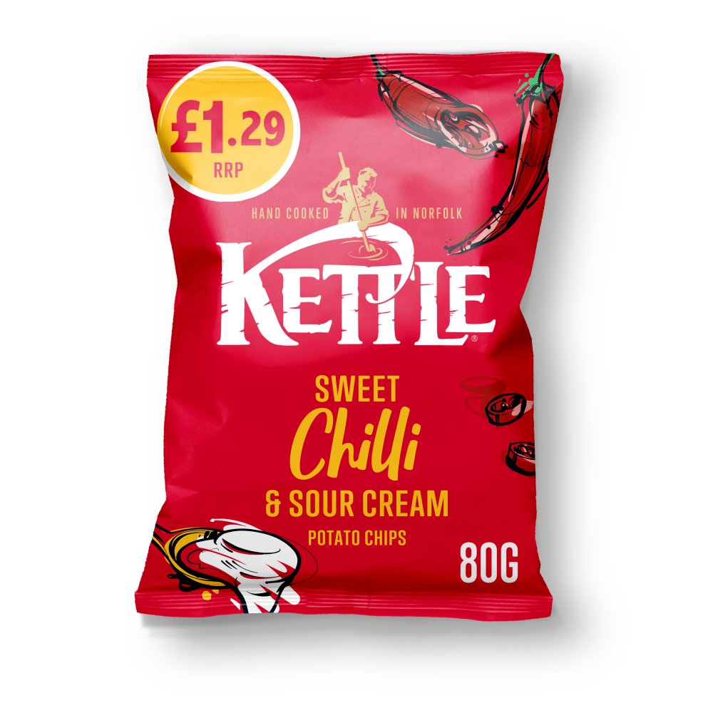 Kettle SWEET CHILLI & SOUR CREAM Potato Crisps 12 x 80g Packs