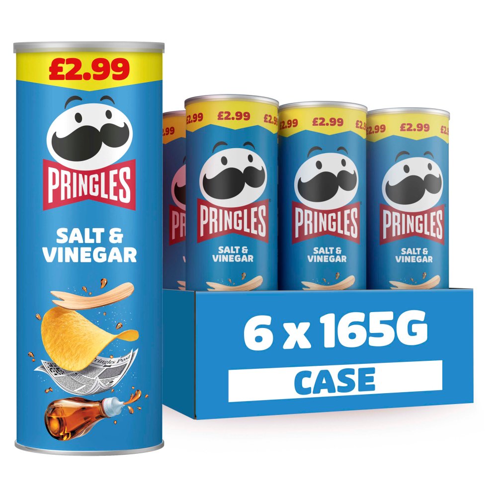 Pringles Salt & Vinegar Crisps 6 x 165g - Snacks Crisps
