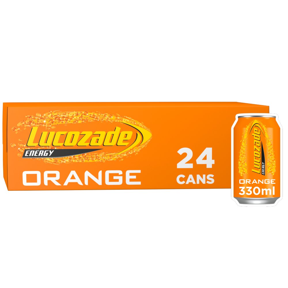 Lucozade ORANGE Energy Drink 24 x 330ml Cans