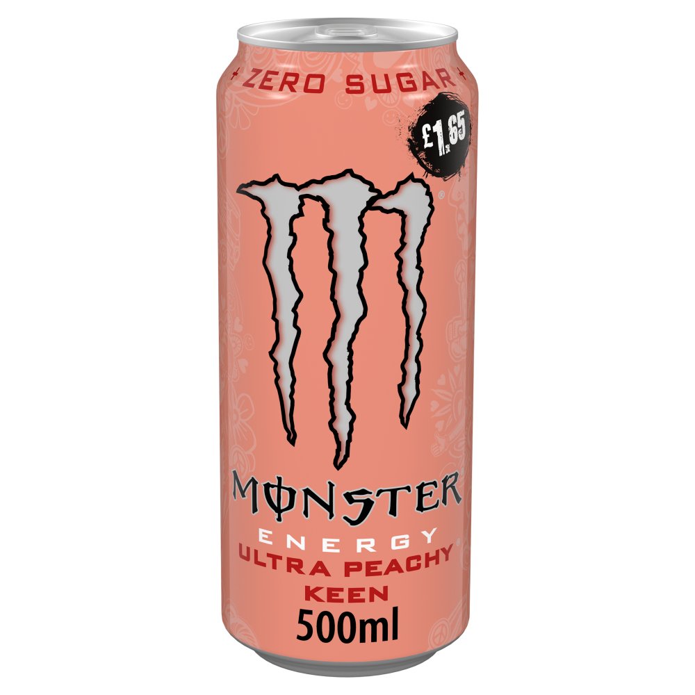 Monster Ultra Peachy Keen Zero Sugar Energy Drink 12 x 500ml