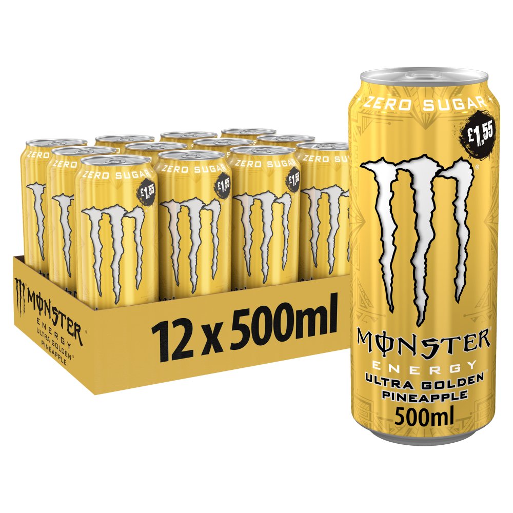 Monster Golden Pineapple Zero Sugar 12 x 500ml Energy Drink