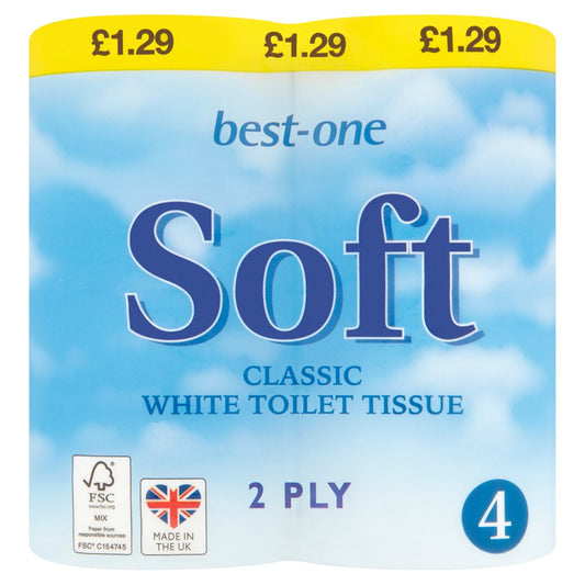 Best-One Soft Classic White 40 Toilet Roll 2Ply - 10 x 4 Tissue Rolls Pack