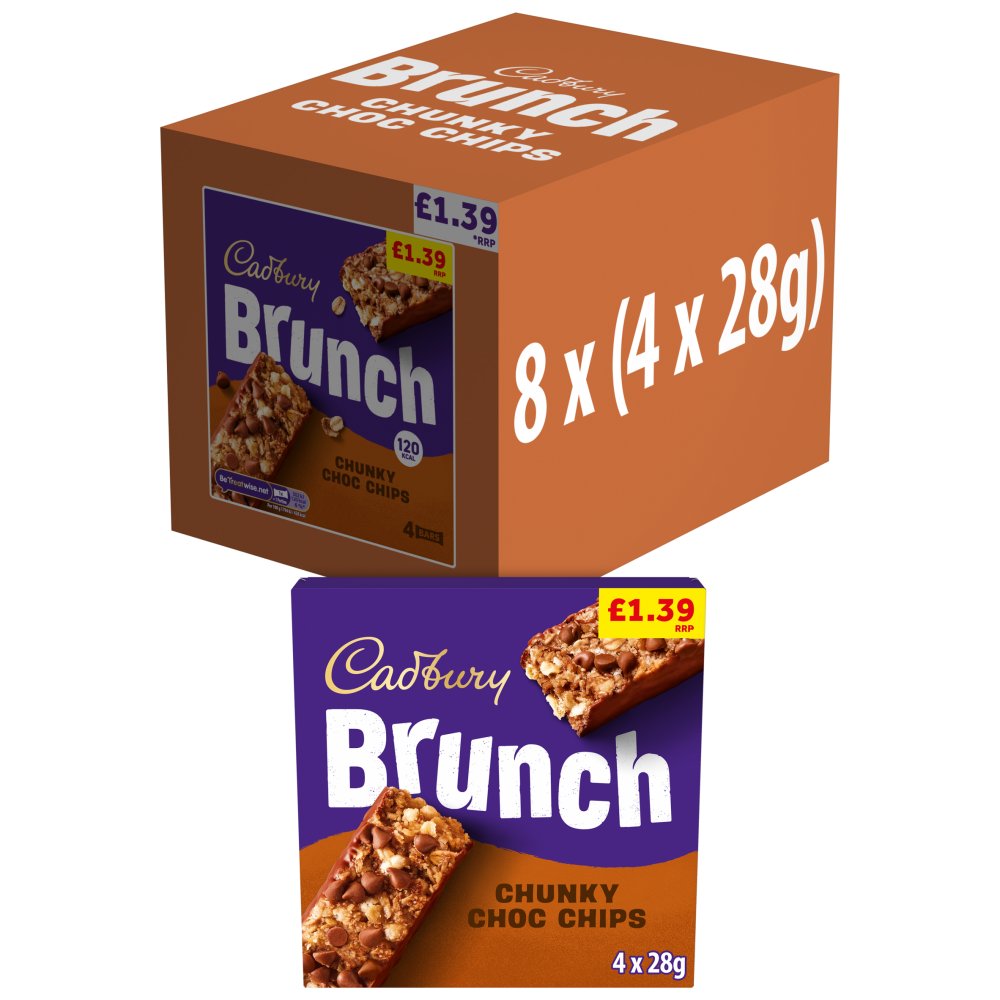 Cadbury Brunch Chunky CHOC CHIP Cereal Bars 8 x 112g Packs