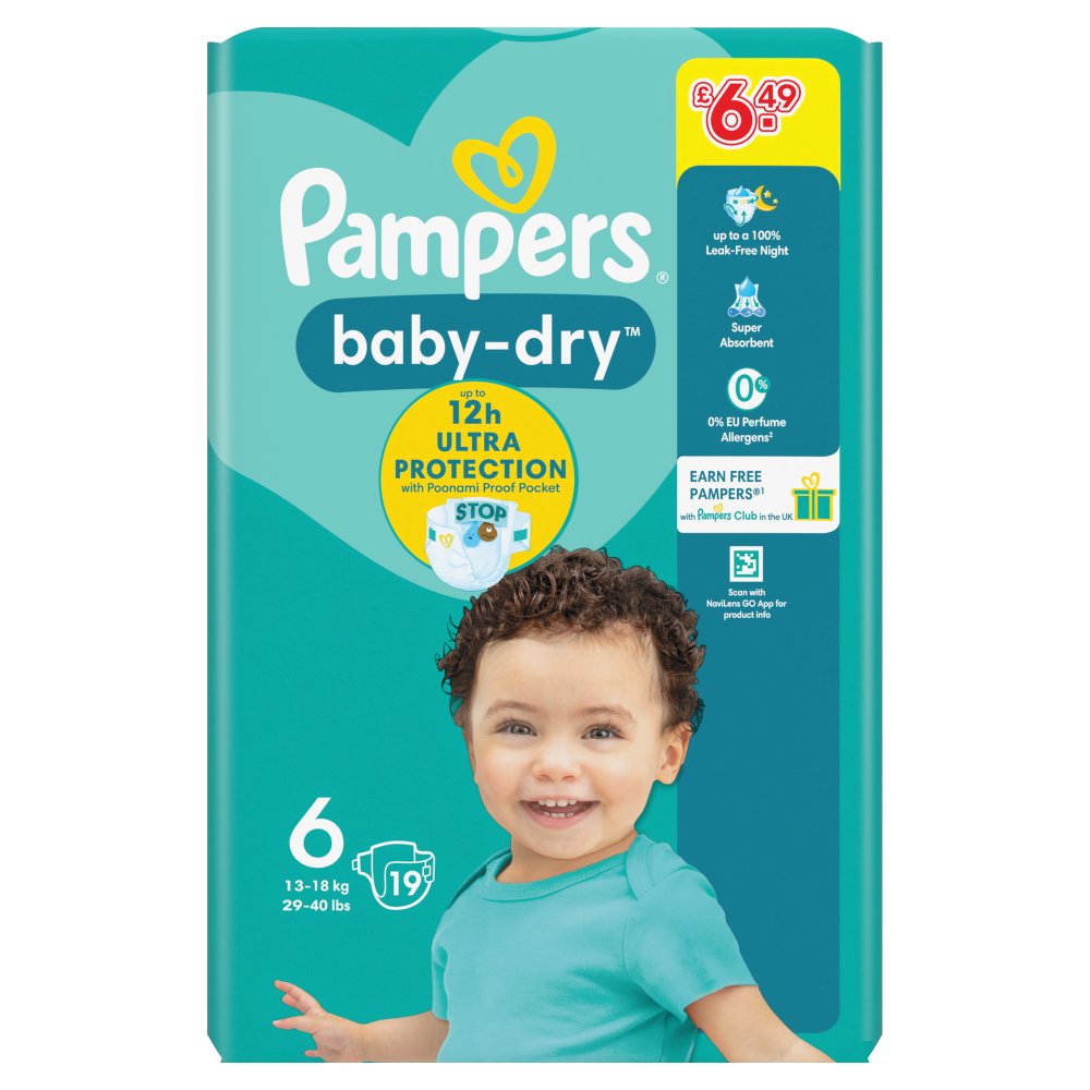 Pampers Baby Dry 19s x 4 - Size 6 Nappies