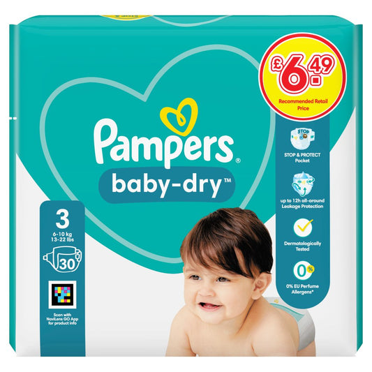 Pampers 30s x 4 Baby Dry - Size 3 Nappies