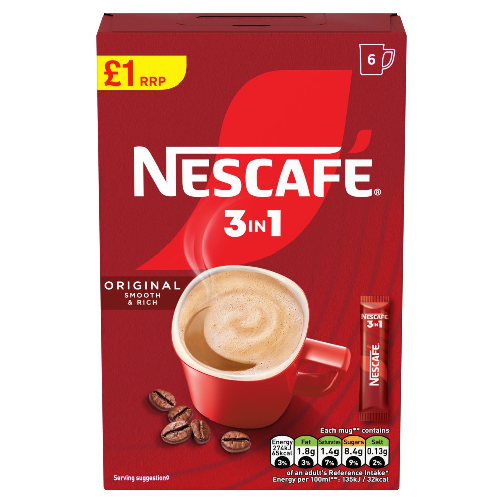 Nescafe 3 in 1 Original Instant Coffee 11 × 6 x 16g Sachets
