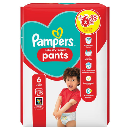 Pampers 19s x 4 Baby Dry Pants - Size 6 Nappies