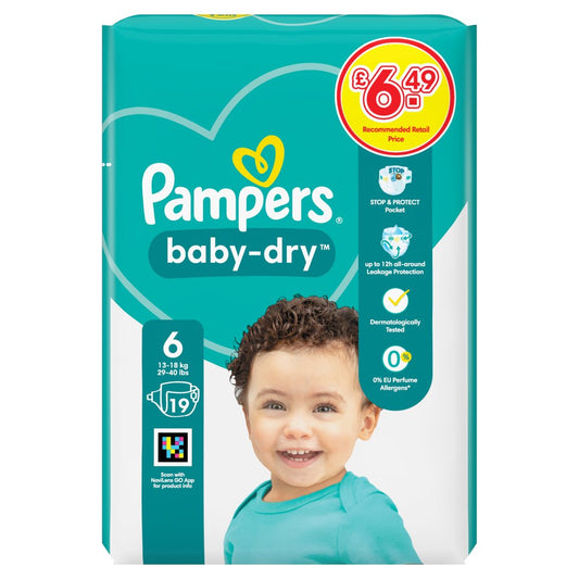Pampers 19s x 4 Baby Dry - Size 6 Nappies