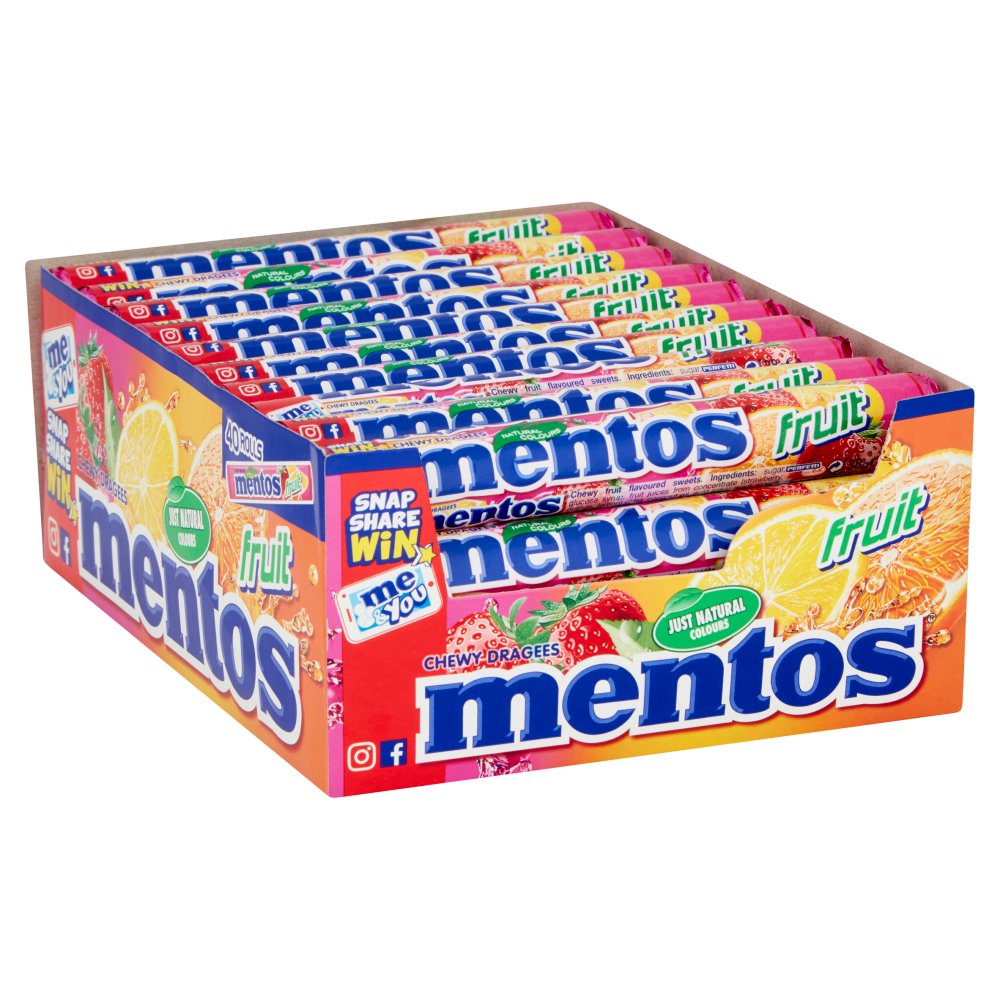 Mentos Fruit 40 × 38g - Chewy Dragees