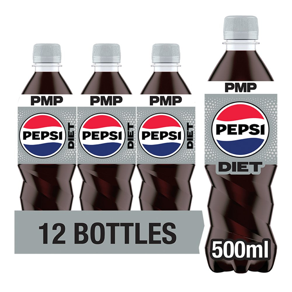 Pepsi Diet Cola Bottle 12 x 500ml Soft Drink