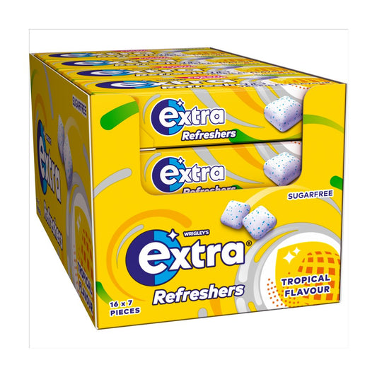 Extra Refreshers Tropical Sugarfree 16 x 15.6g Chewing Gums Box