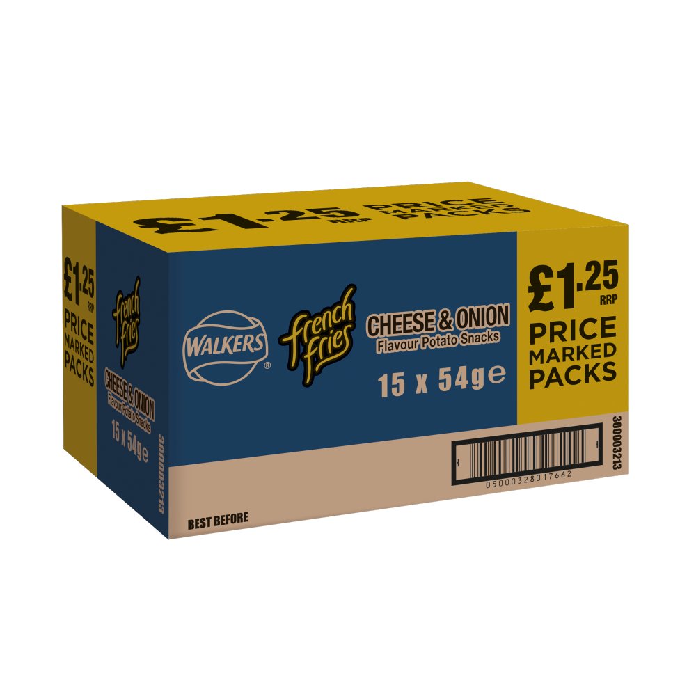 Walkers French Fries CHEESE & ONION Potato Crisps 18 x 54g Packs