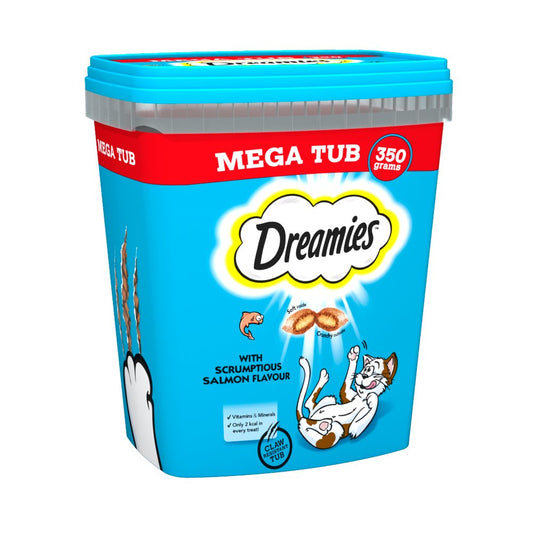 Dreamies Biscuits 350g Salmon Flavour Bulk Mega Tub - Cat Treats