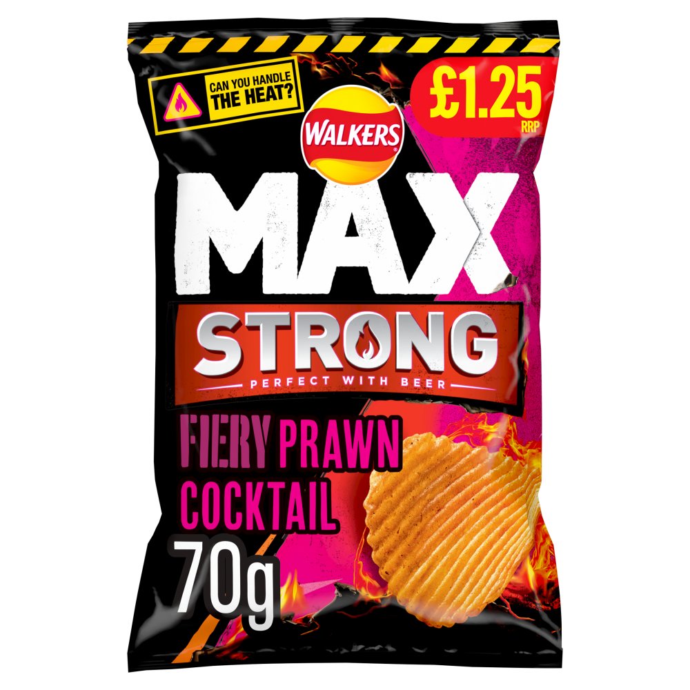 Walkers Max Strong Fiery Prawn Cocktail Crisps 15 x 70g