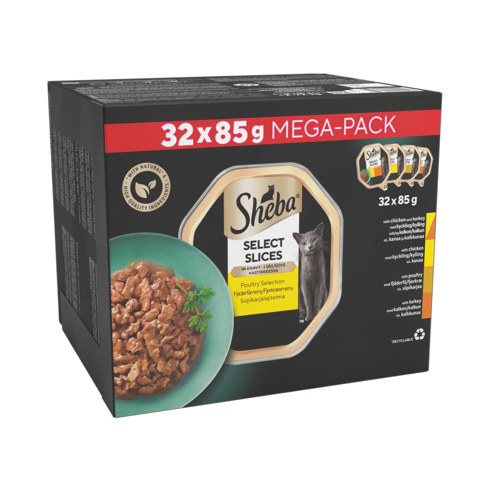 Sheba Poultry Selection in Gravy Trays 32 x 85g - Wet Cat Food