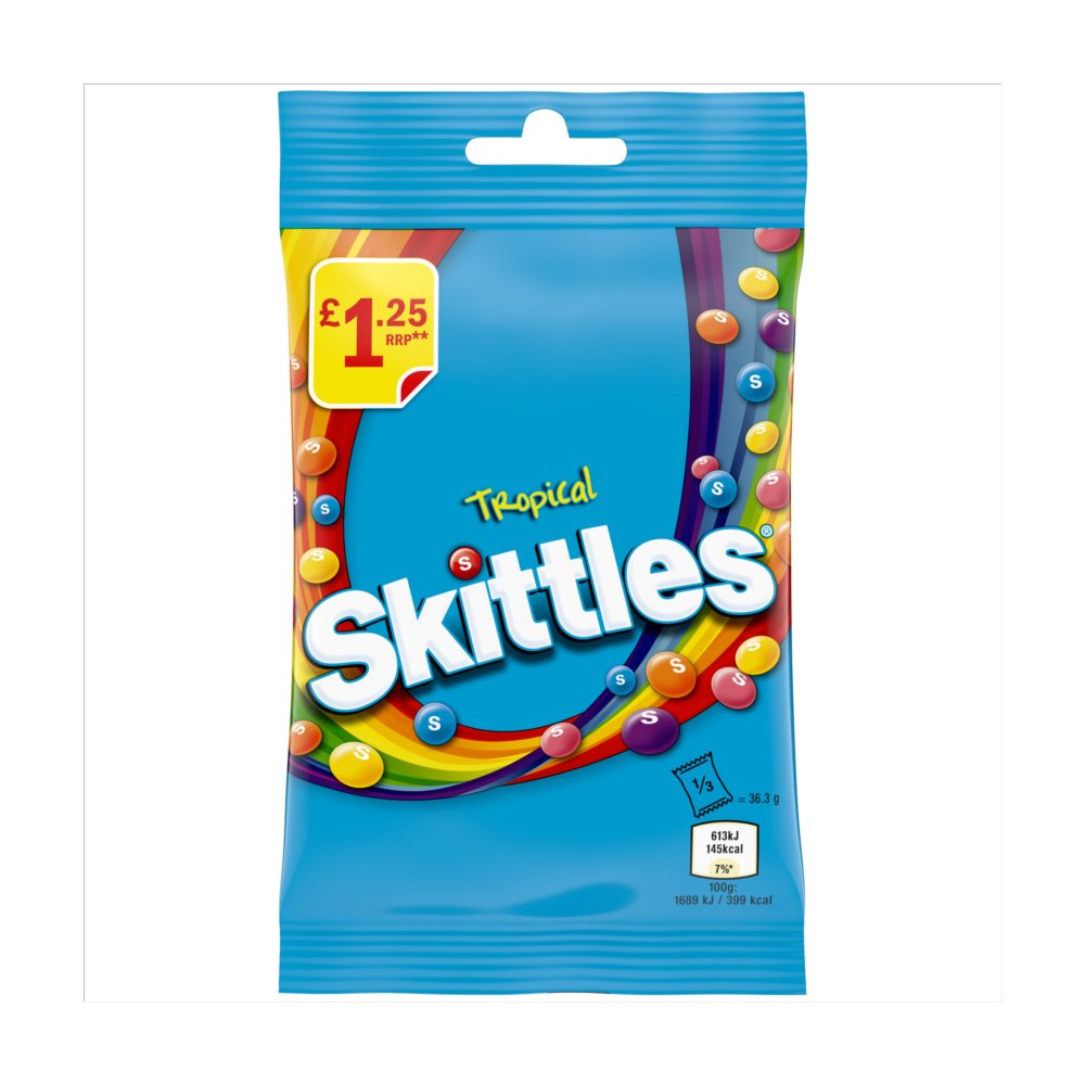 Skittles 14 ×109g Tropical Fruit Chewy Sweets Treat Bags