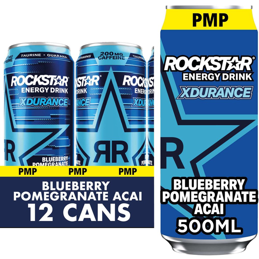 Rockstar Blueberry Pomegranate Acai 12 x 500ml Xdurance Energy Drink