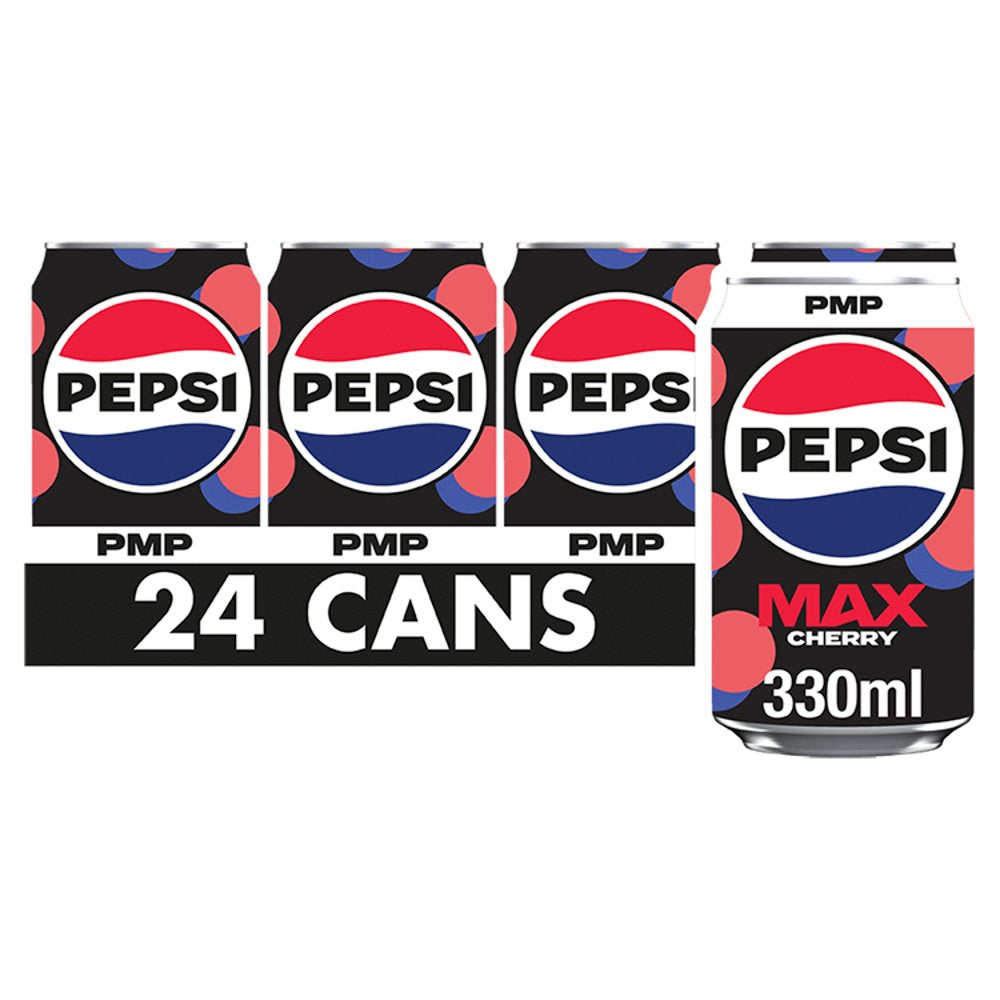 Pepsi Max Cherry 24 x 330ml - Sugar Free Cola Can