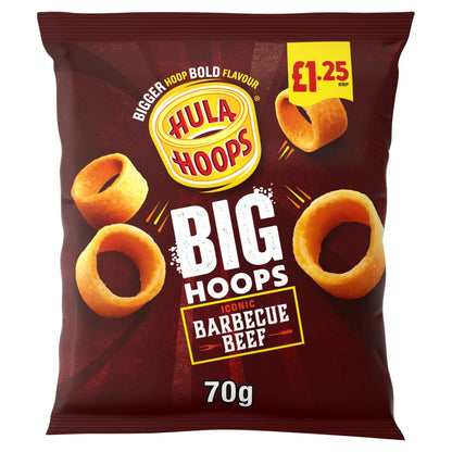 Hula Hoops Big Hoops BBQ Beef 20 x 70g - Snacks Crisps