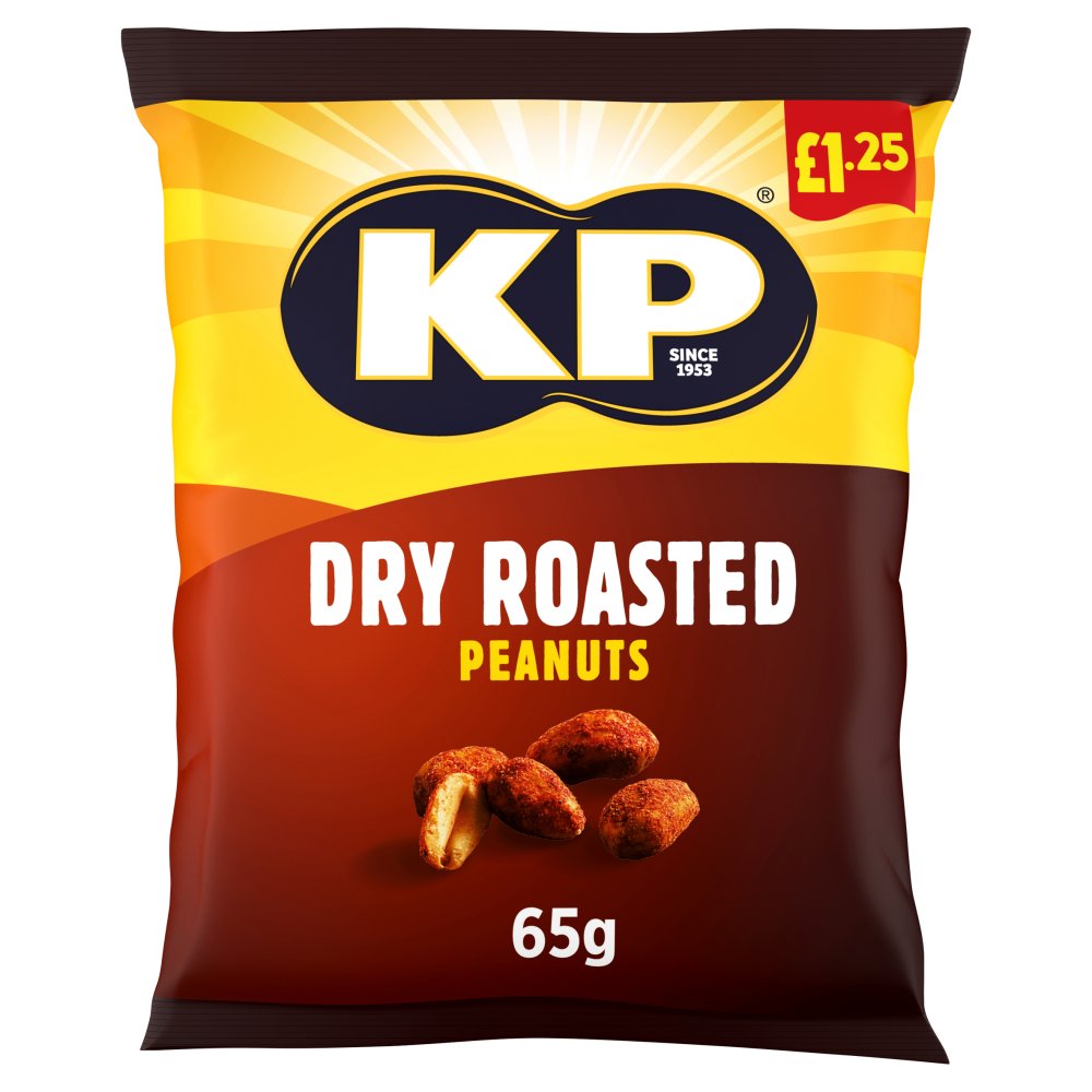 KP Dry Roasted Peanuts 16 x 65g - Snacks Crisps