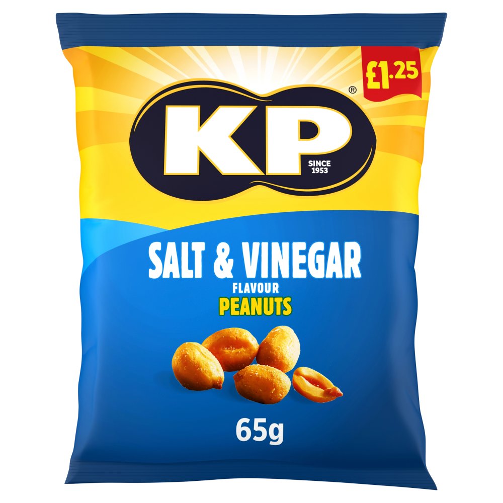 KP Salt & Vinegar Peanuts 16 x 65g - Snacks Crisps