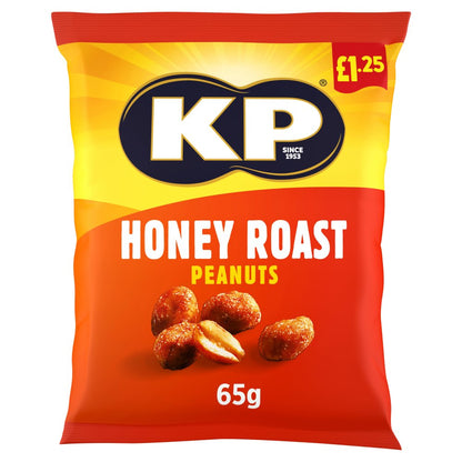 KP Honey Roast Peanuts 16 x 65g - Snacks Crisps