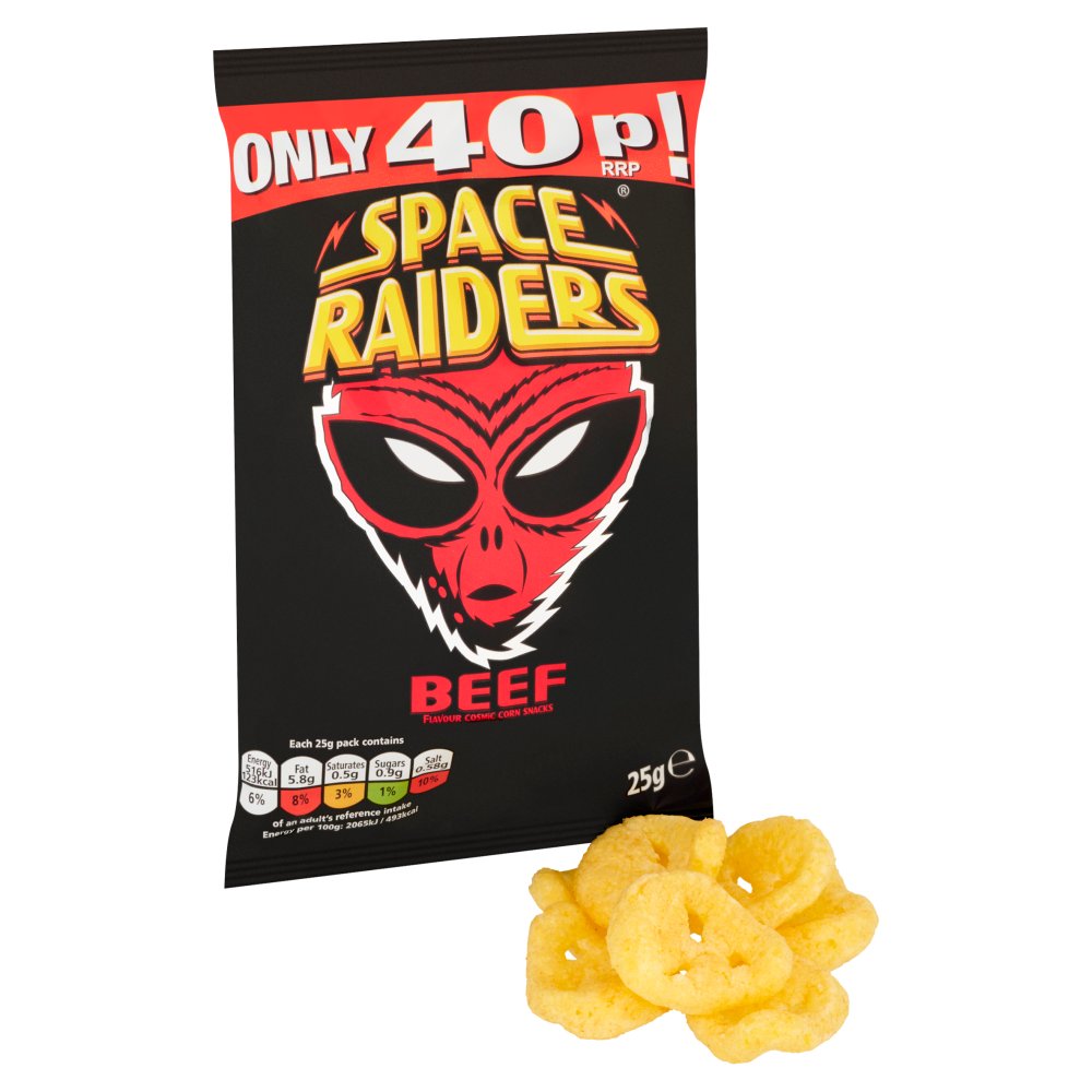 Space Raiders Beef Crisps 36 x 25g - Snacks Crisps