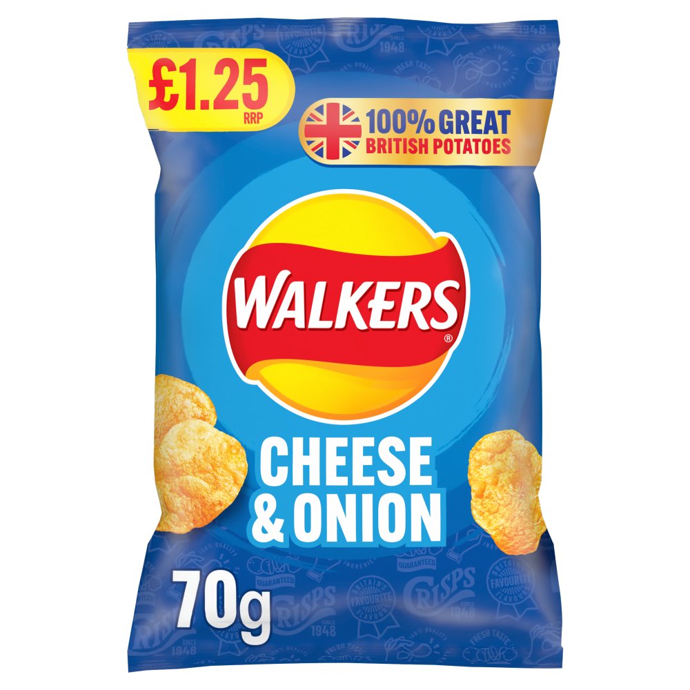 Walkers Cheese & Onion 18 x 70g - Snacks Crisps