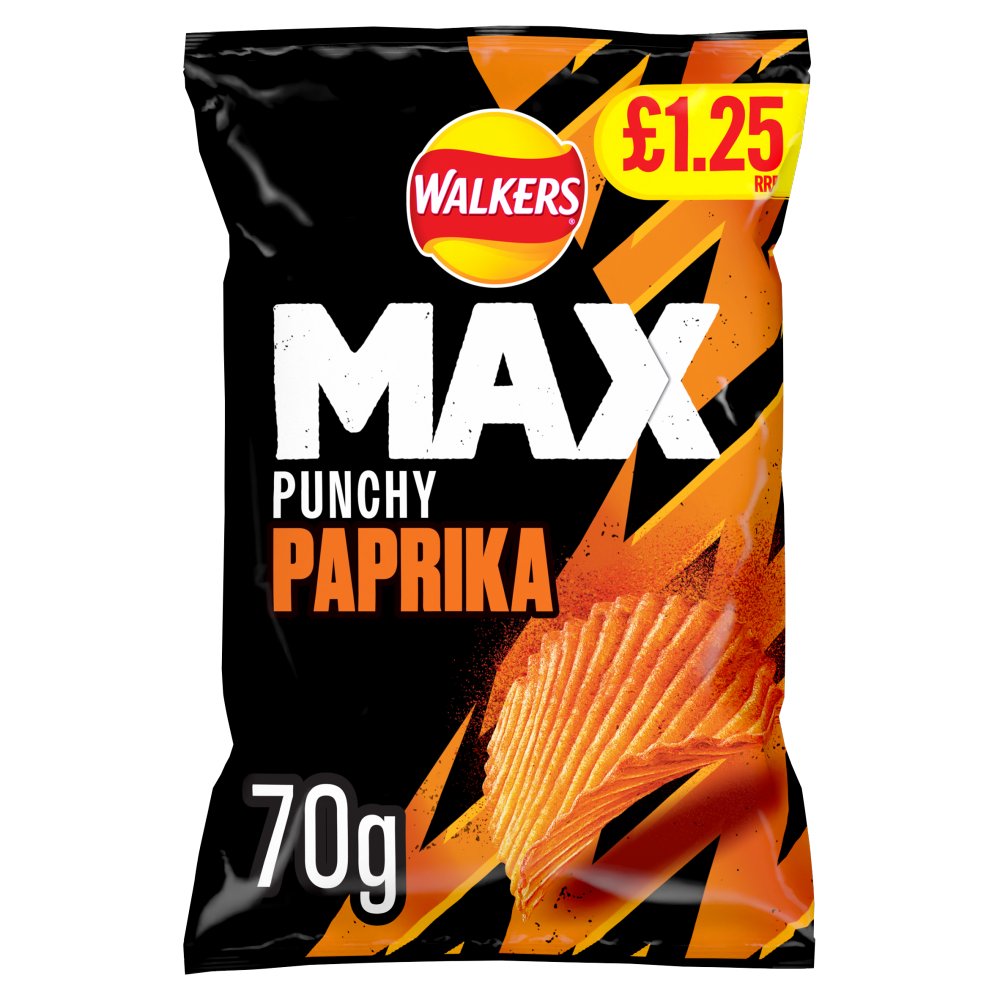 Walkers Max Punchy Paprika 15 x 70g - Snacks Crisps