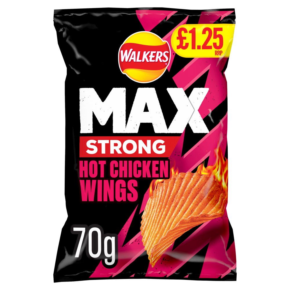 Walkers Max Strong Hot Chicken Wings 15 x 70g - Snacks Crisps