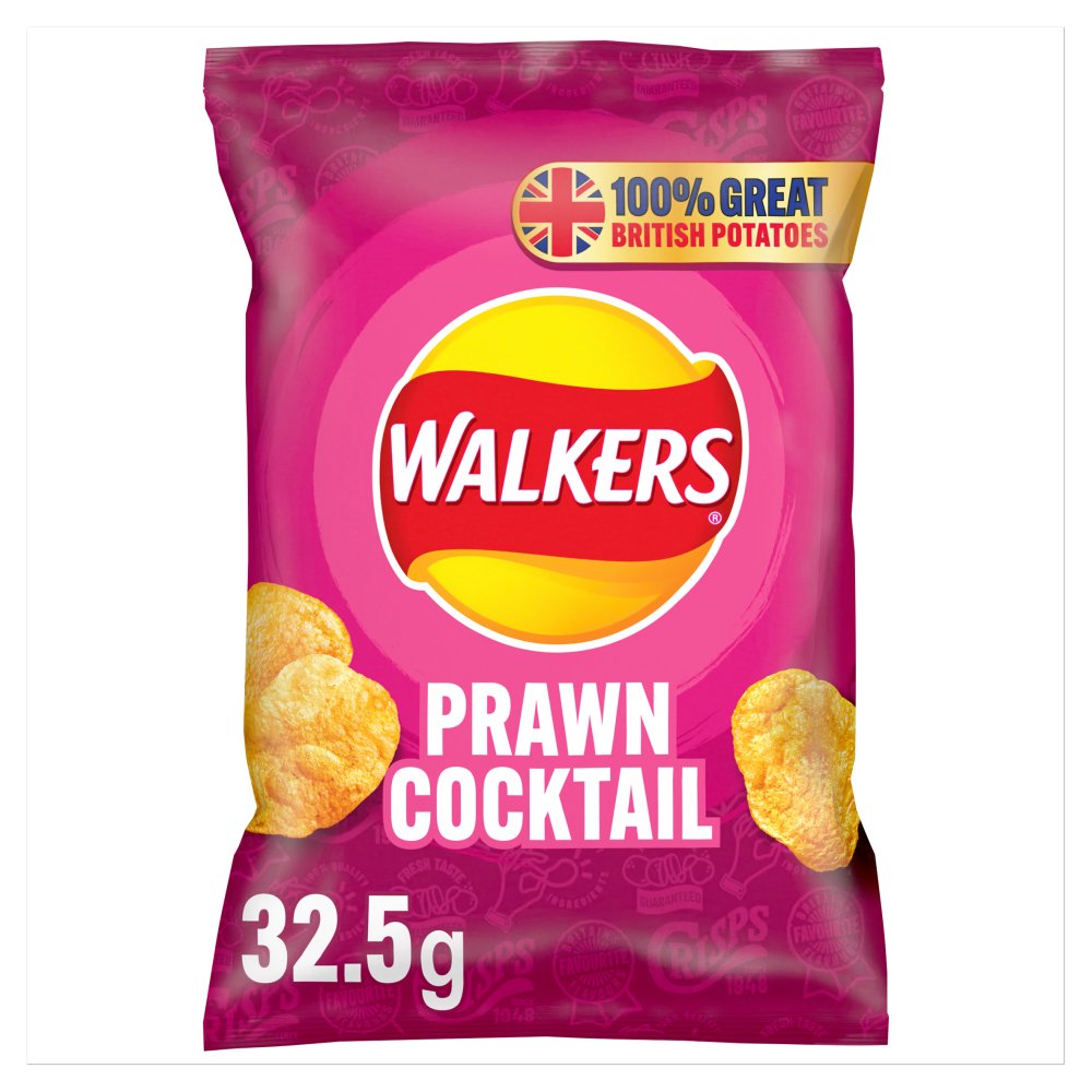 Walkers PRAWN COCKTAIL Potato Crisps 32 x 32.5g Packs