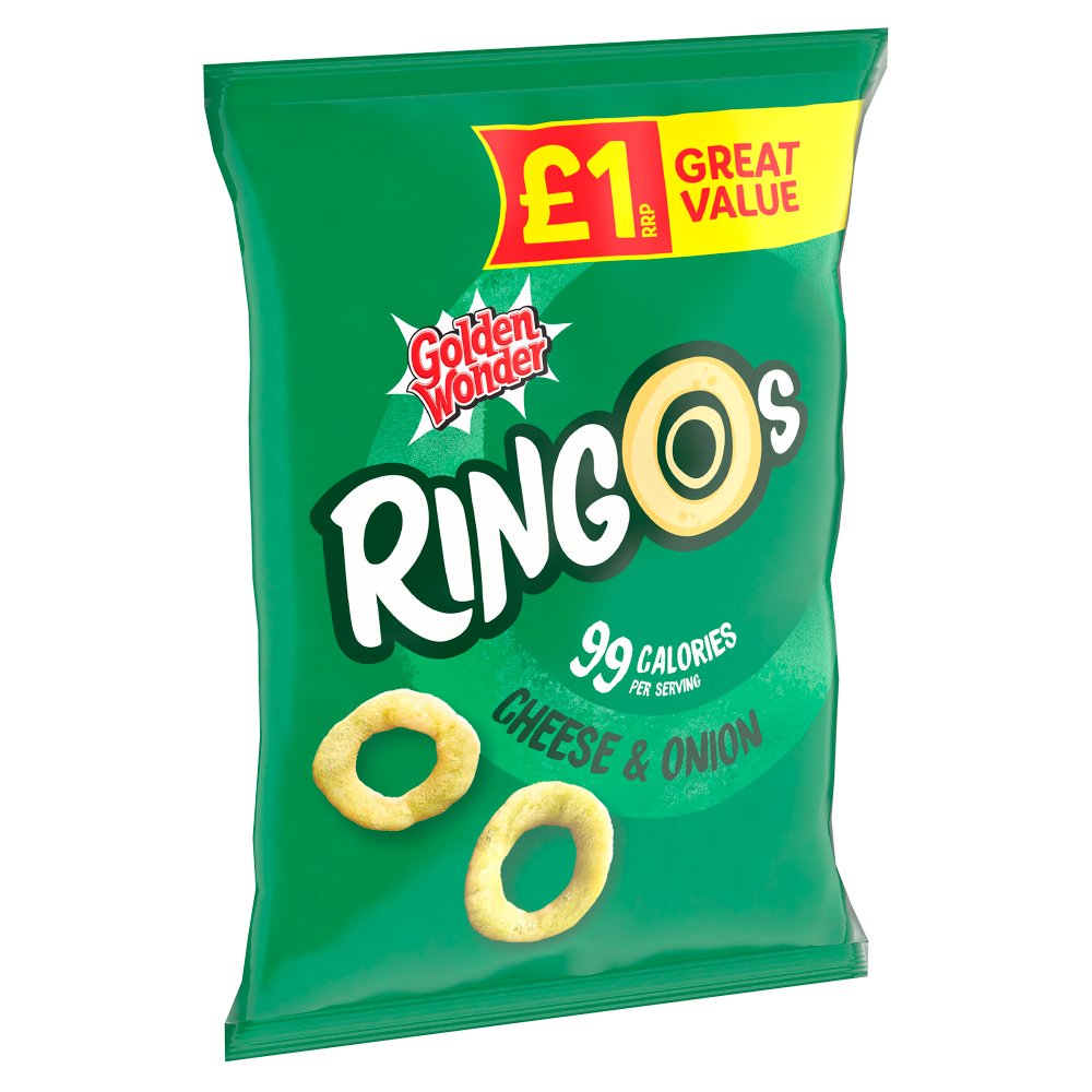 Golden Wonder Ringos Cheese &amp; Onion 18 x 40g - Snacks Crisps