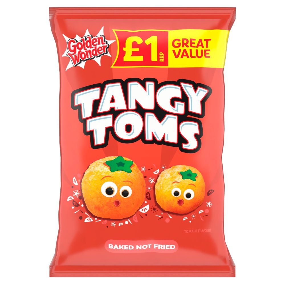 Golden Wonder Tangy Toms Tomato Flavour 18 x 63g - Snacks Crisps