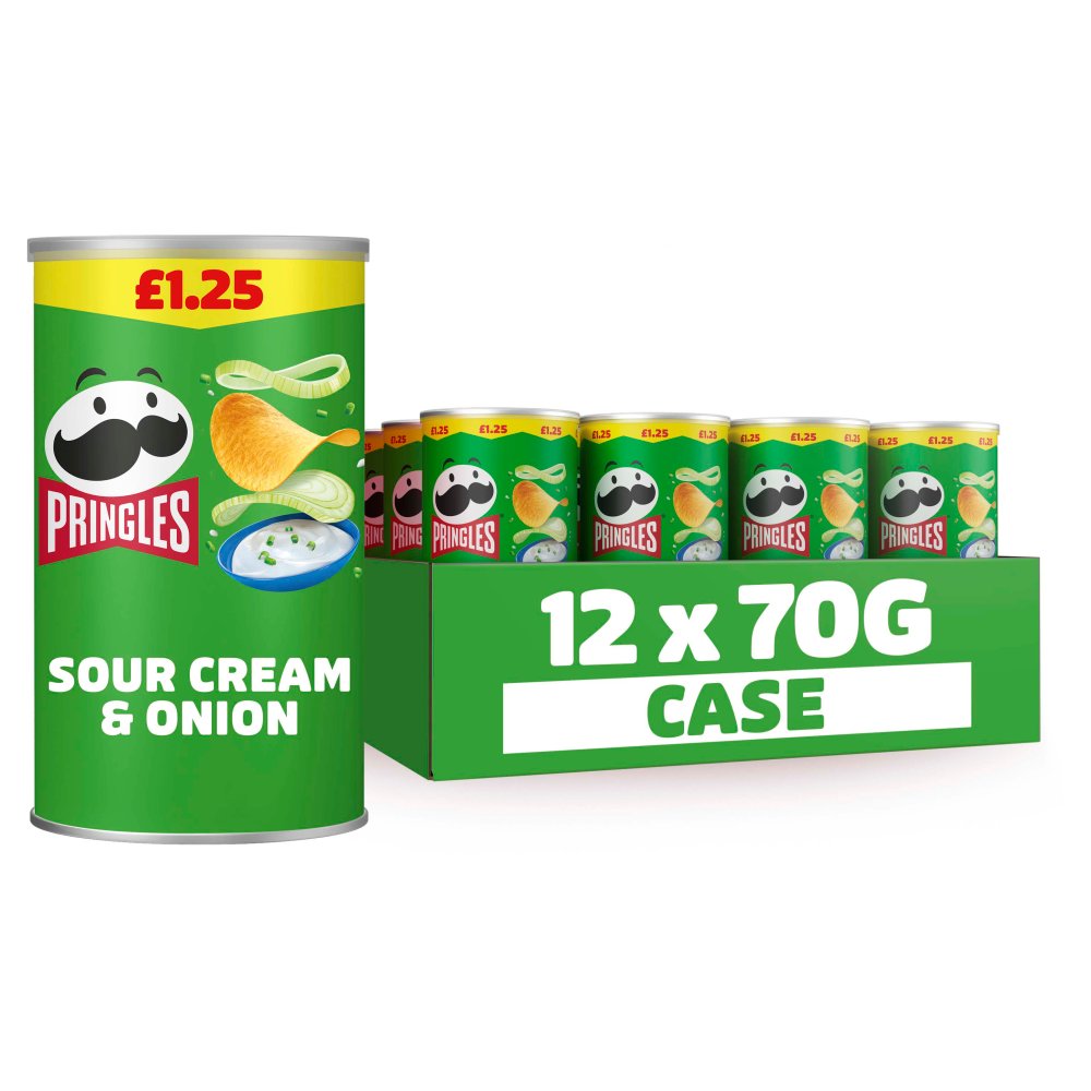Pringles Sour Cream &amp; Onion 12 x 70g - Snacks Crisps