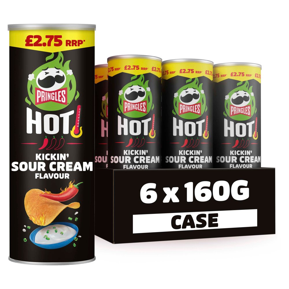 Pringles Hot KickIN' Sour Cream 6 x 160g - Snacks Crisps