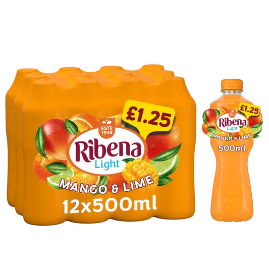 Ribena Mango & Lime Juice Drink 12 x 500ml - No Added Sugar