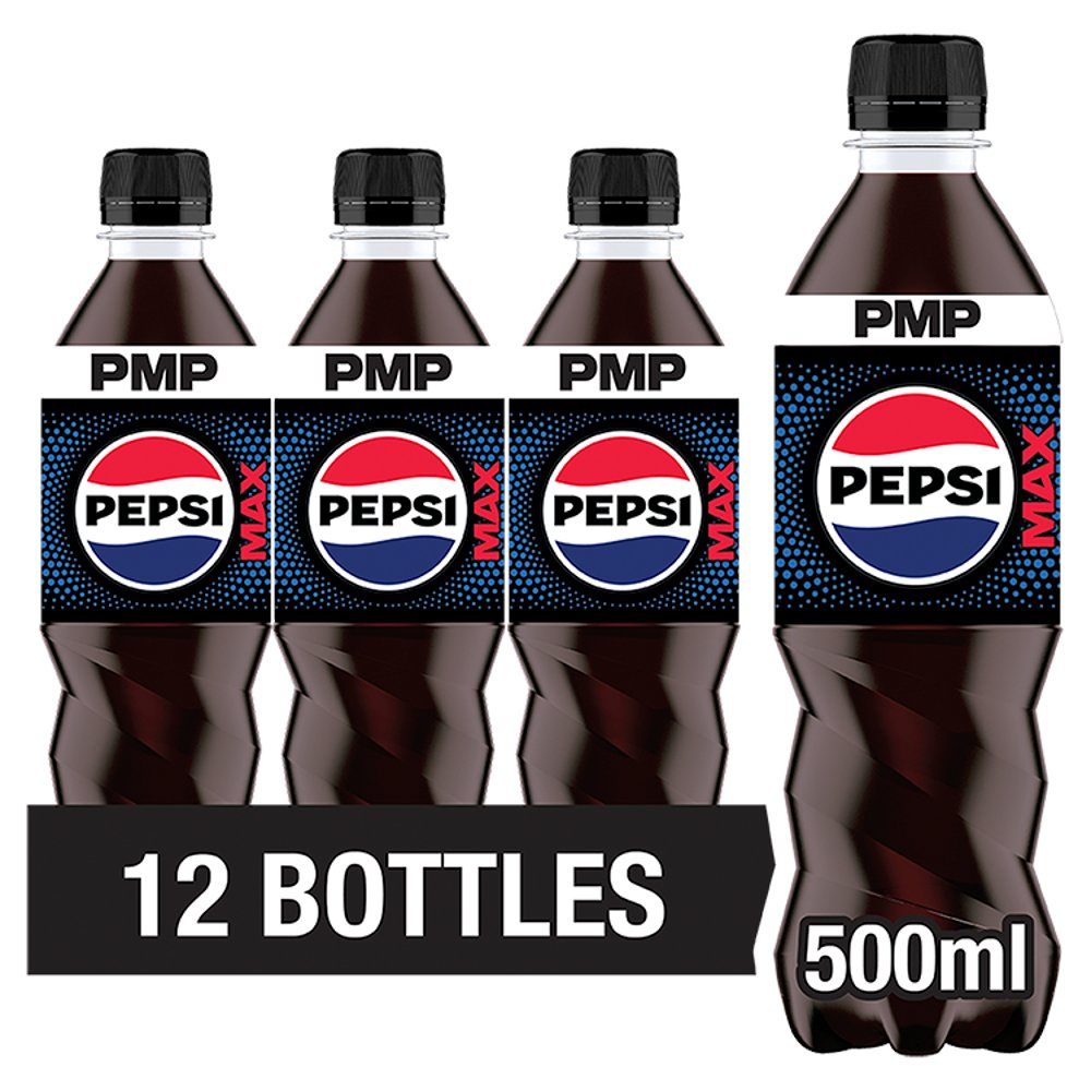 Pepsi Max 12 x 500ml - No Sugar Cola Bottle