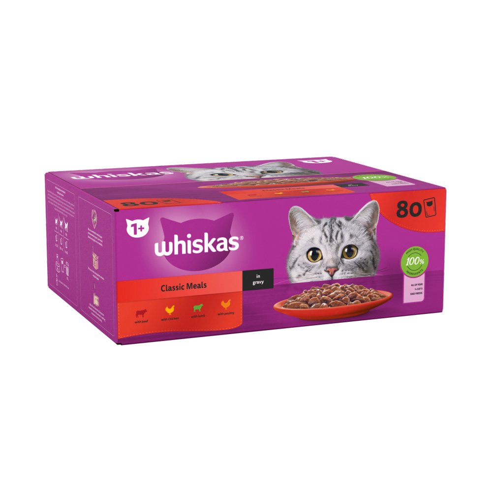 Whiskas 1+ Adult Food in Gravy Pouches 80 x 85g - Wet Cat Food