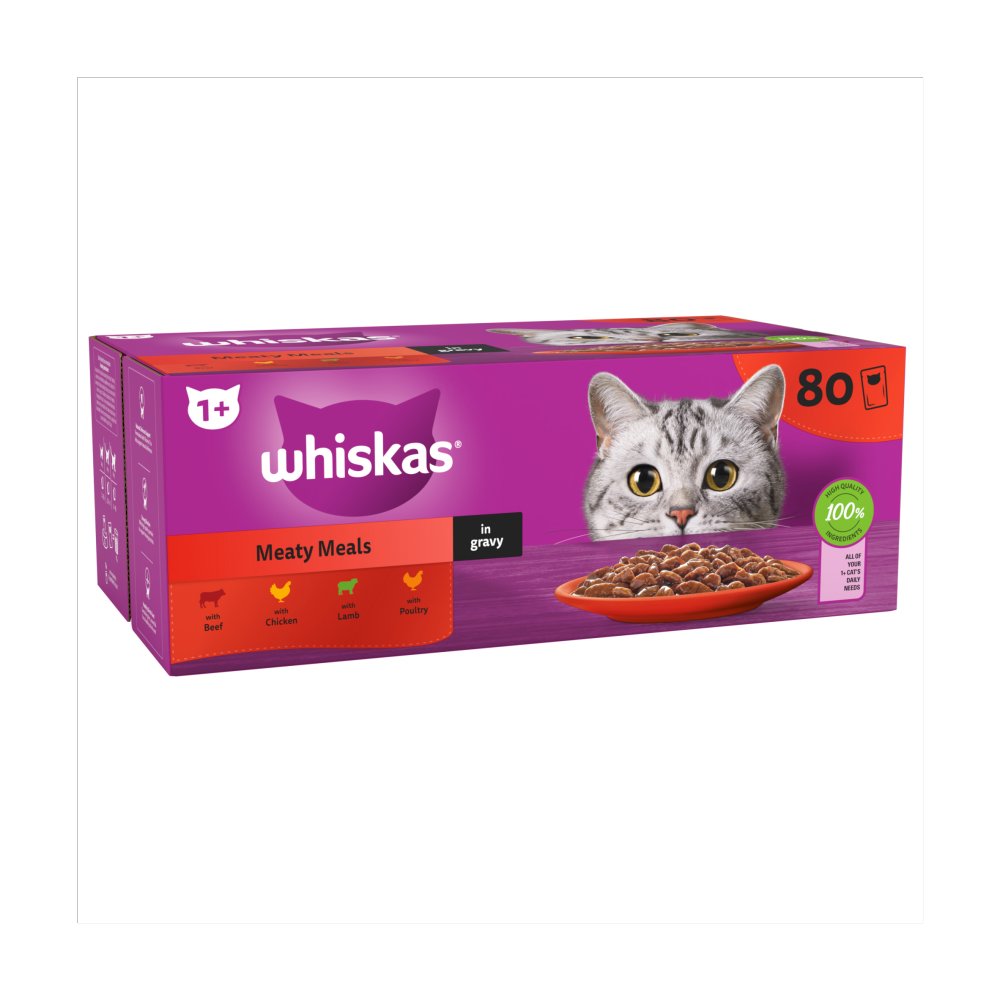 Whiskas 1+ Adult Food in Gravy Pouches 80 x 85g - Wet Cat Food