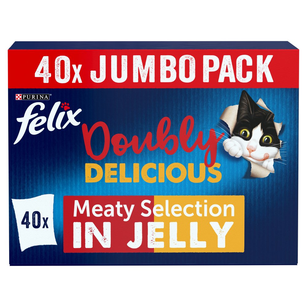 Felix Doubly Delicious Meat Selection in Jelly 40 x 100g - Wet Cat Food